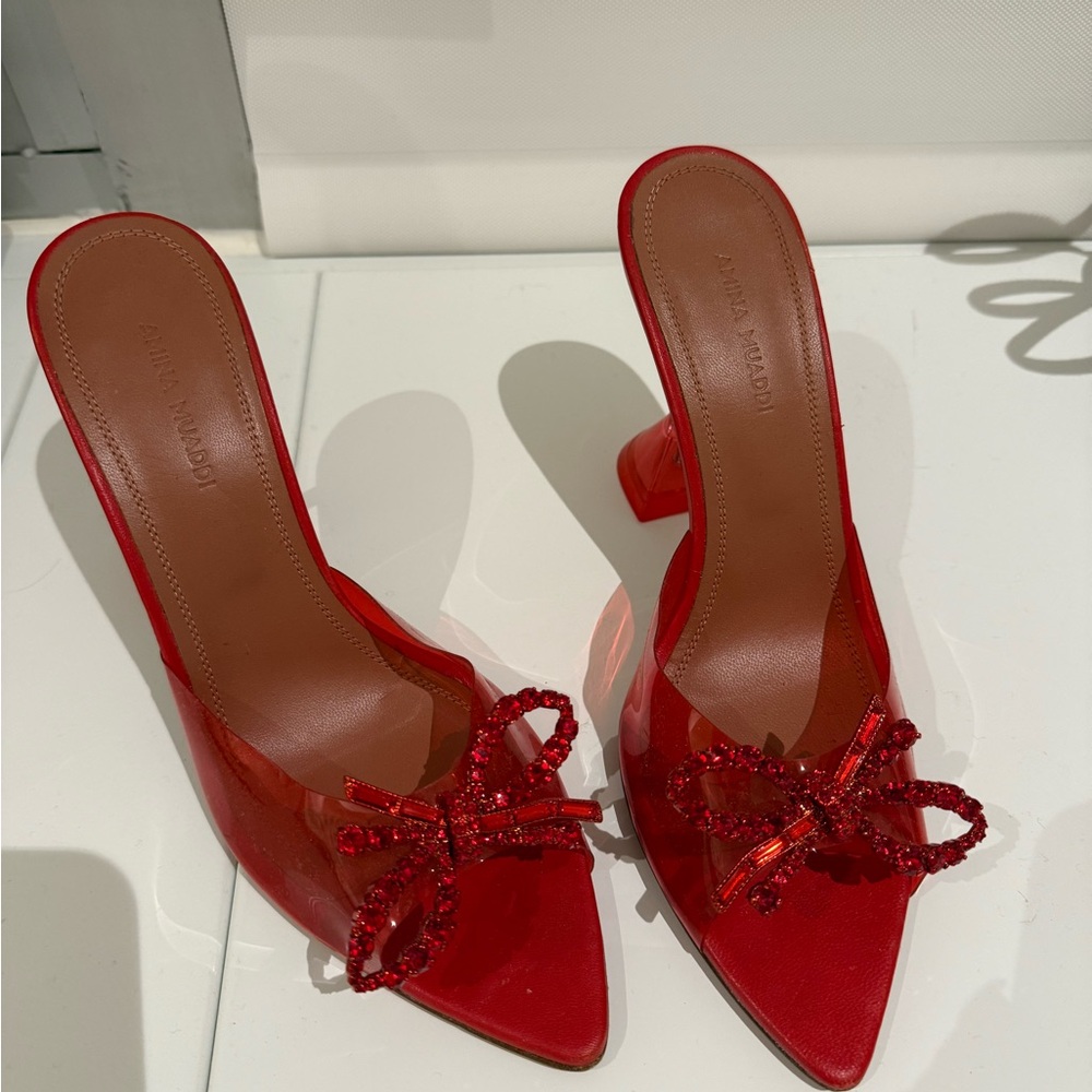 Amina Muaddi Rosie Crystal Embellished Bow